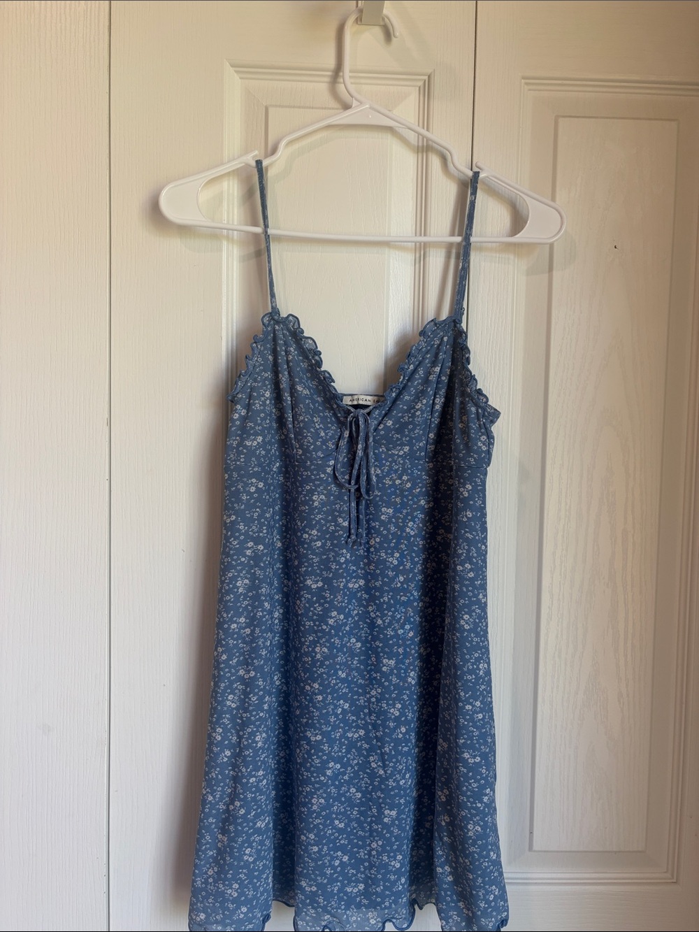 Size Small American Eagle Outfitters Blue Floral Lace-Lined Dress